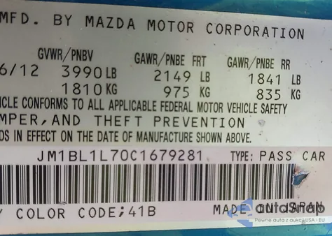 2012 Mazda Mazda3 I Touring из США, поврежденный, VIN JM1BL1L70C1679281